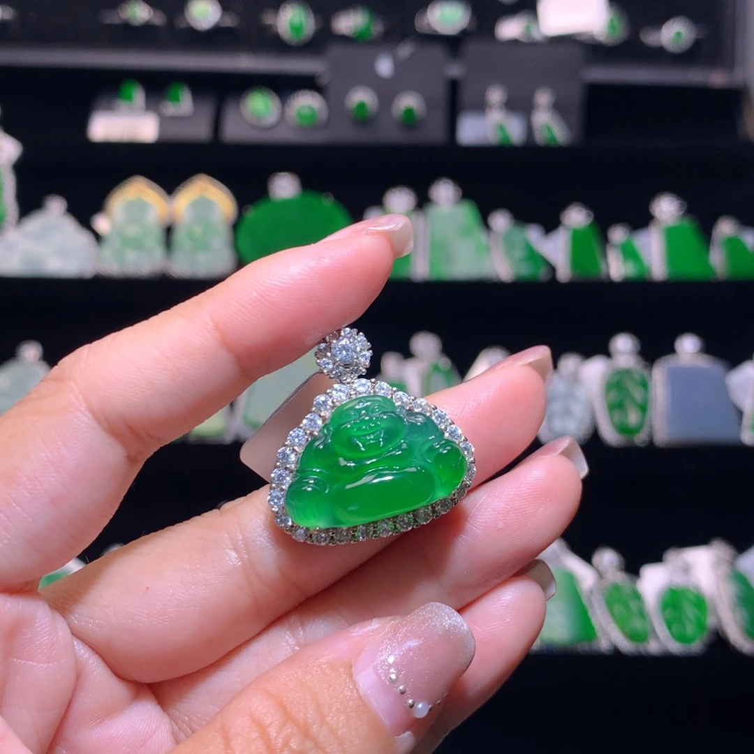 【闪购商品】翡翠银S925镶嵌颈饰天然翡翠