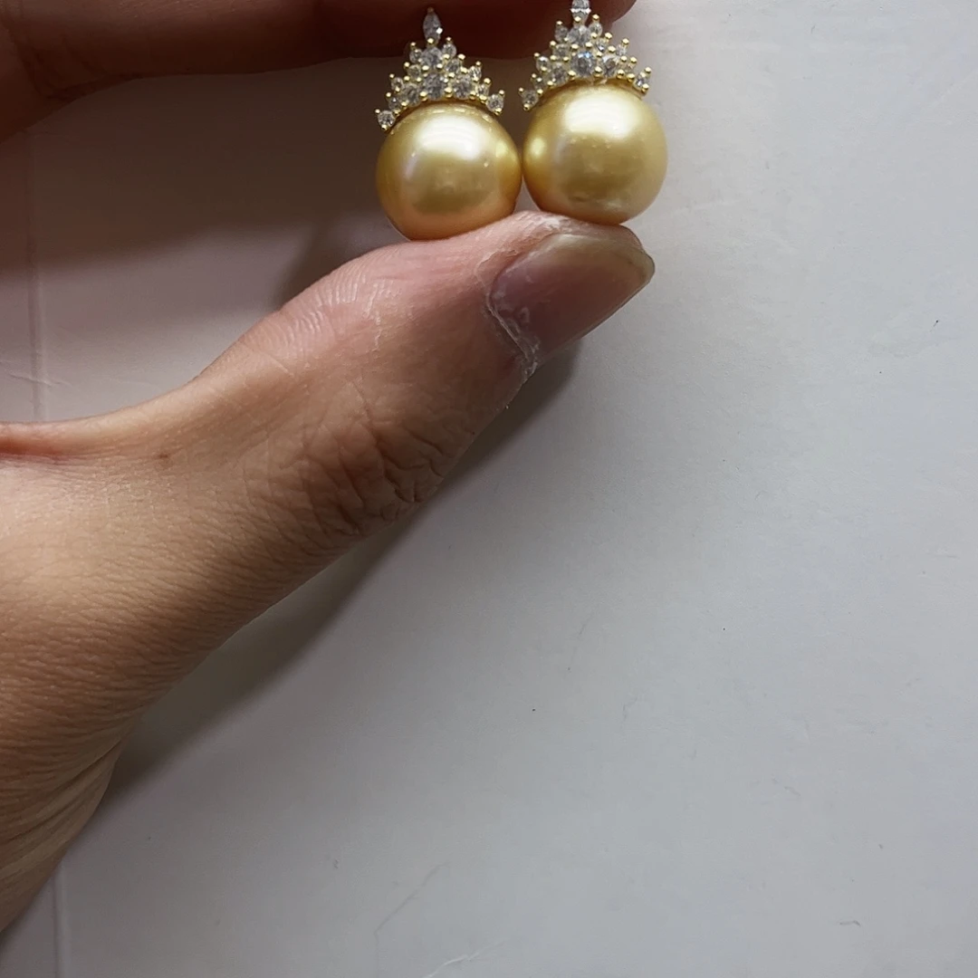 耳饰银S925镶嵌海水珍珠