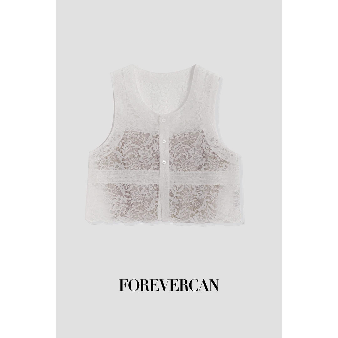 FOREVERCAN“杜乐丽花园”客定钩花蕾丝无袖背心罩衫上衣 ST21858
