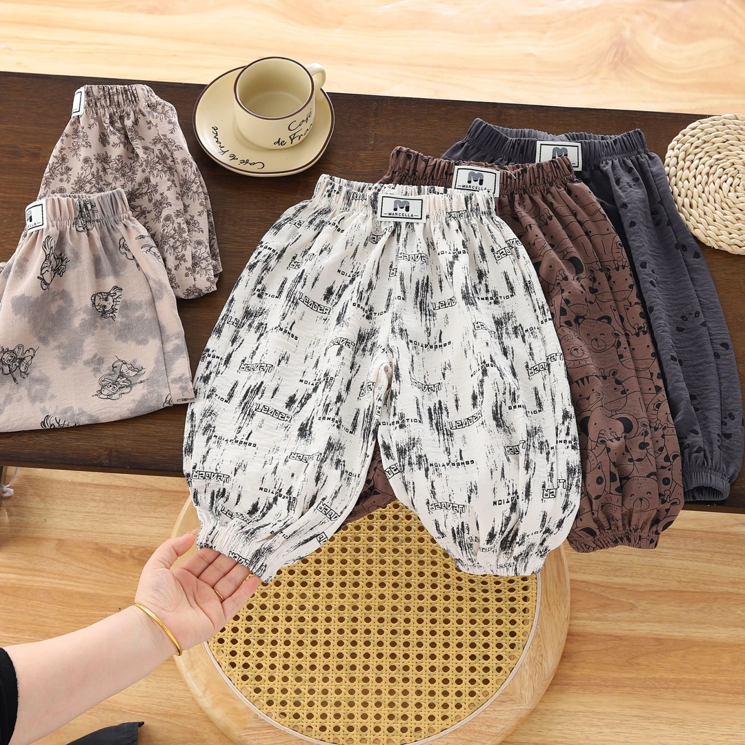 【冰丝麻】儿童夏季防蚊冰丝麻邹防蚊裤男女薄款夏季宽松长裤