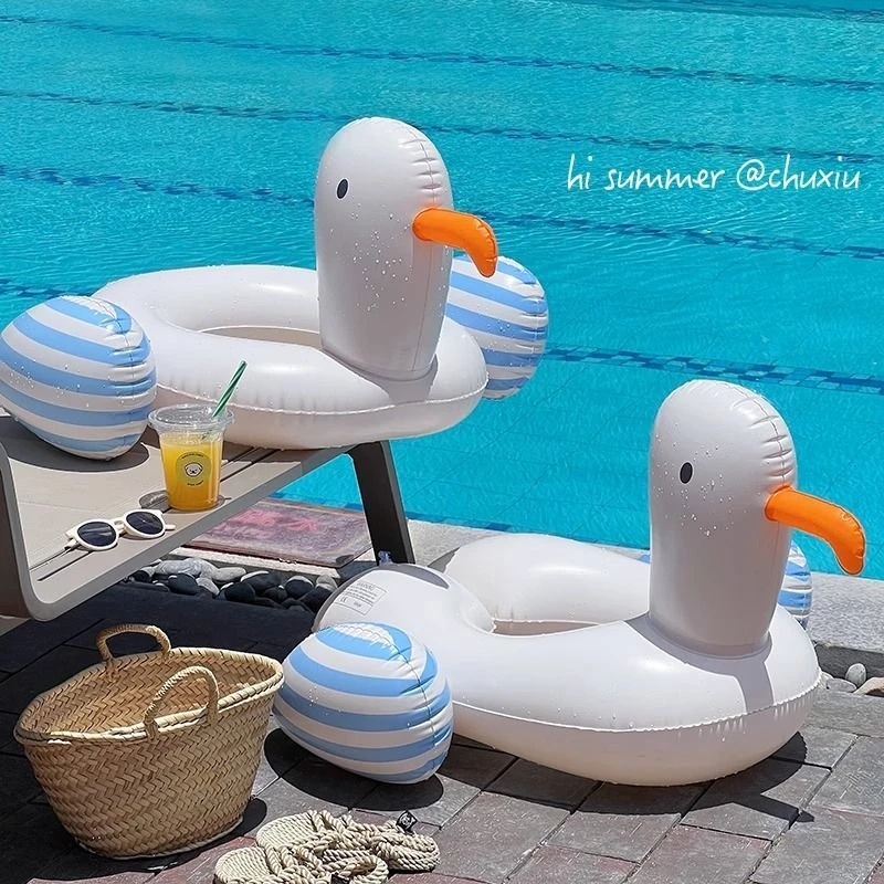 ins儿童游泳圈宝宝游泳圈小孩腋下充气泳圈带蓬座圈成人玩水座骑