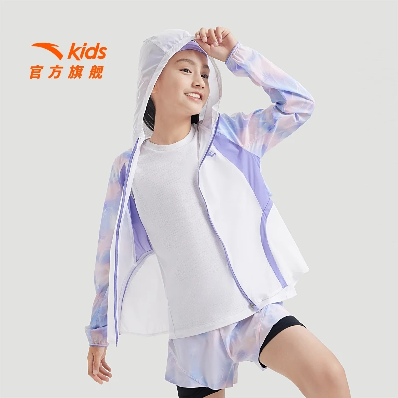 安踏儿童运动上衣夏季女大童舒适透气防晒衣外套