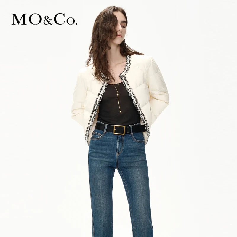 【诗语专属】MOCO冬季粗花呢镶边短款羽绒服外套MBC4EIN021