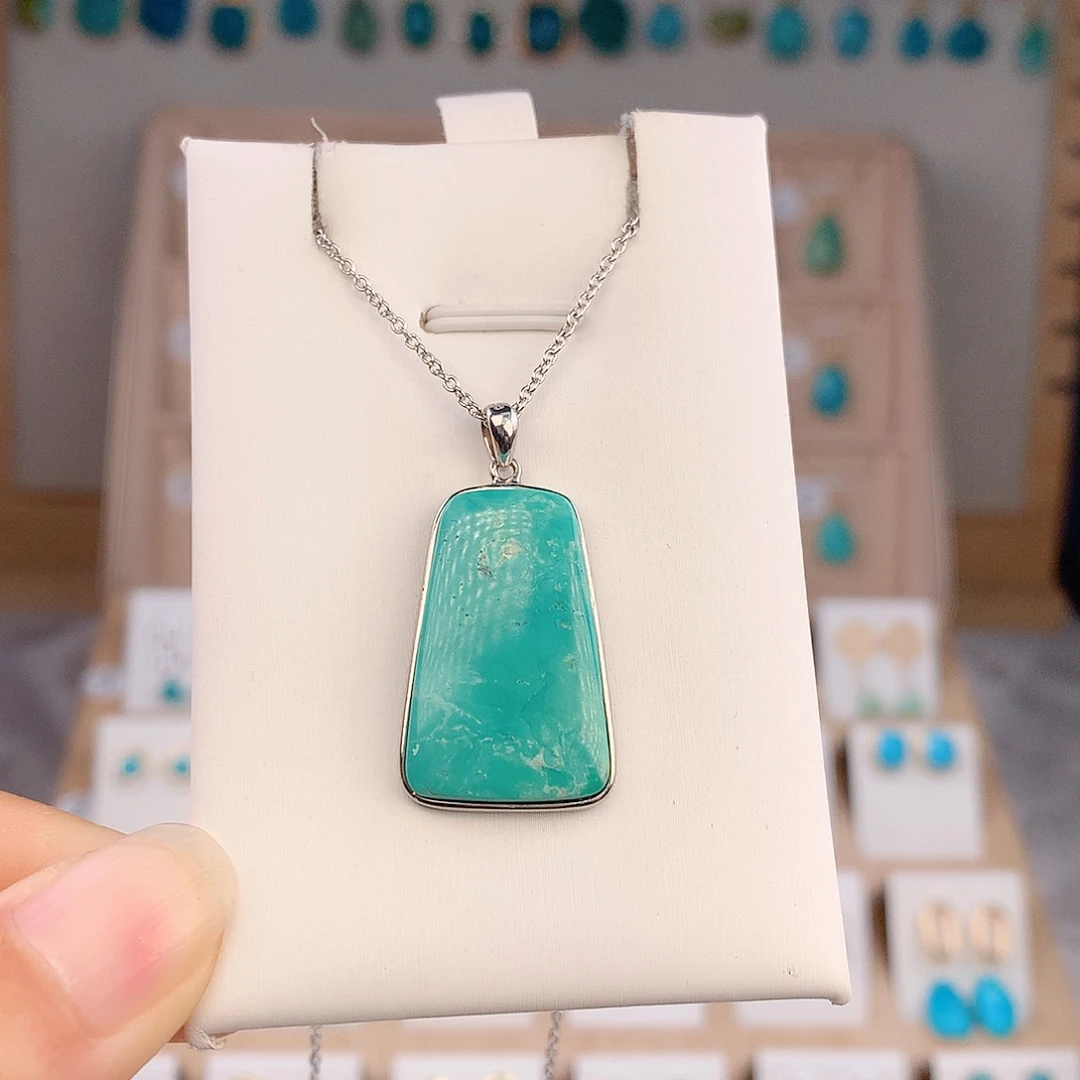 绿松石银S925镶嵌吊坠(不含链)