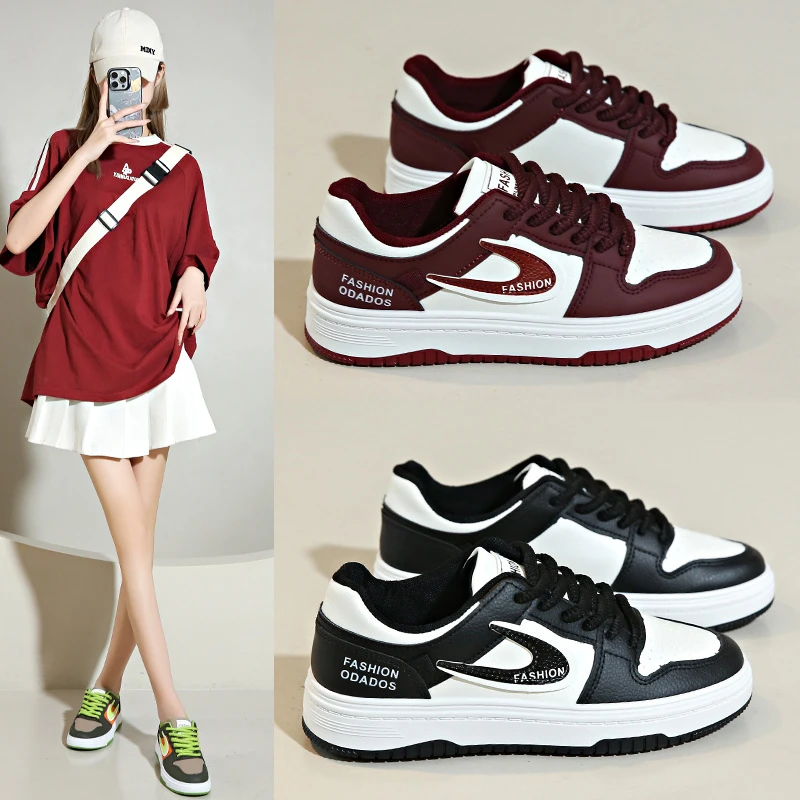 达夫妮爆款板鞋女2024年春季新款百搭厚底平底学生运动休闲轻便小