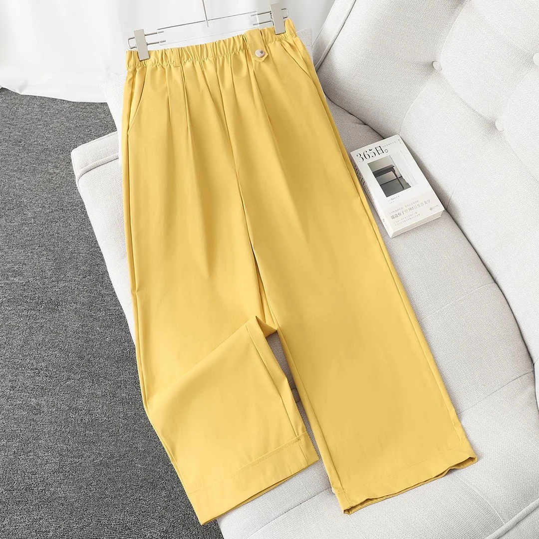 裤子女夏季薄款九分阔腿裤新款高腰时尚花苞休闲裤