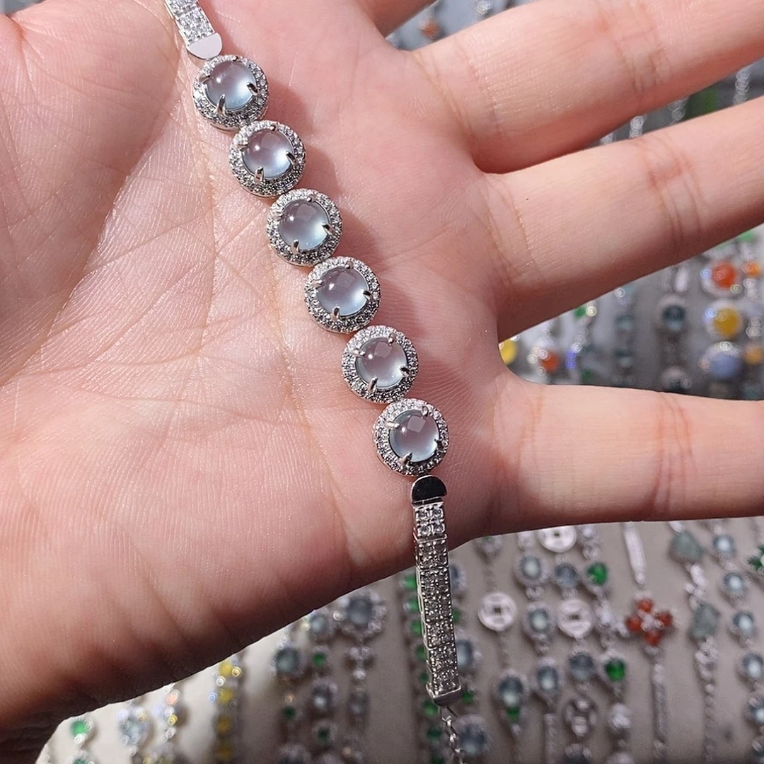 翡翠银S925镶嵌手链