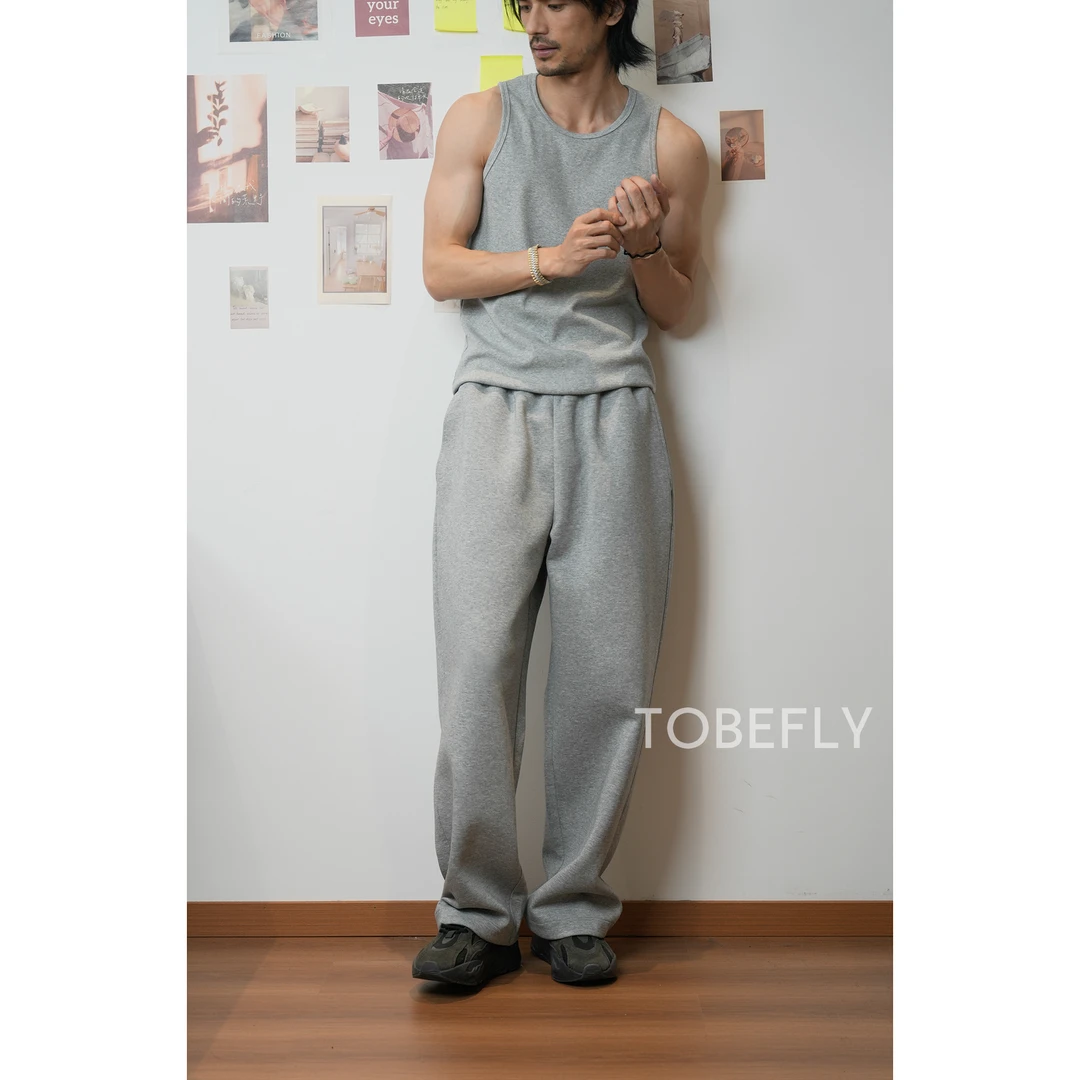 Tobefly宽松运动休闲款卫裤25秋季新款慵懒纯色男女同款长裤25K07
