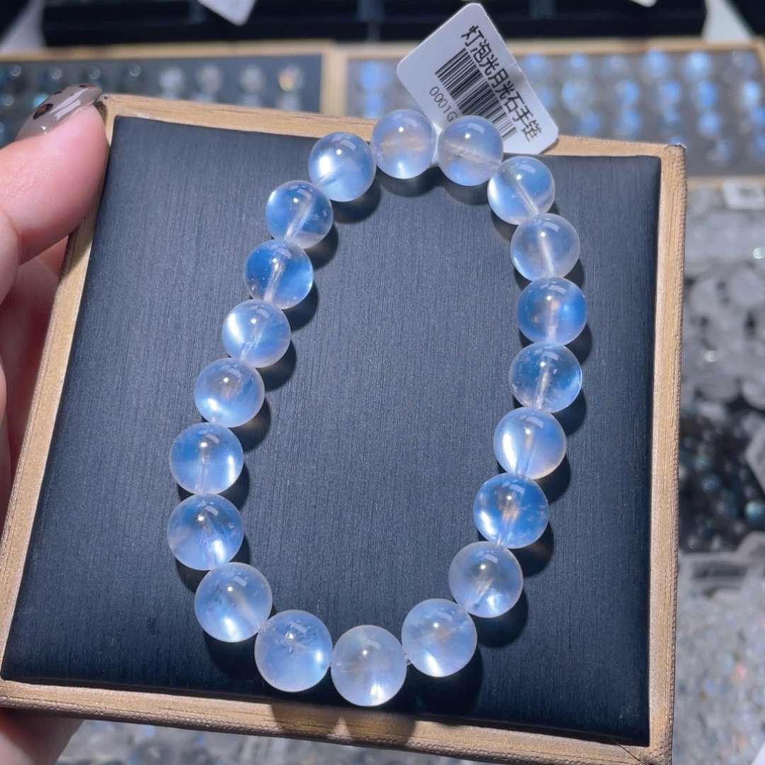 未镶嵌长石手链灯泡光蓝月光手链10mm