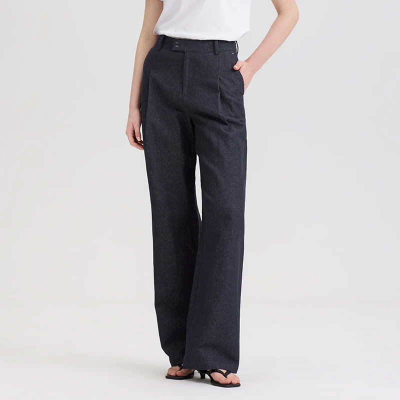 松家1668 - 海派老钱风！柔感汉麻混纺窄版阔腿裤前压褶西装裤