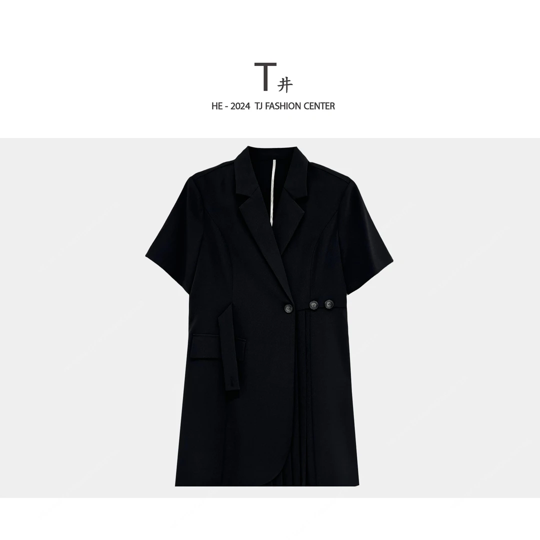 【T井姐妹】西装领气质时尚休闲百搭连衣裙LYQ23071