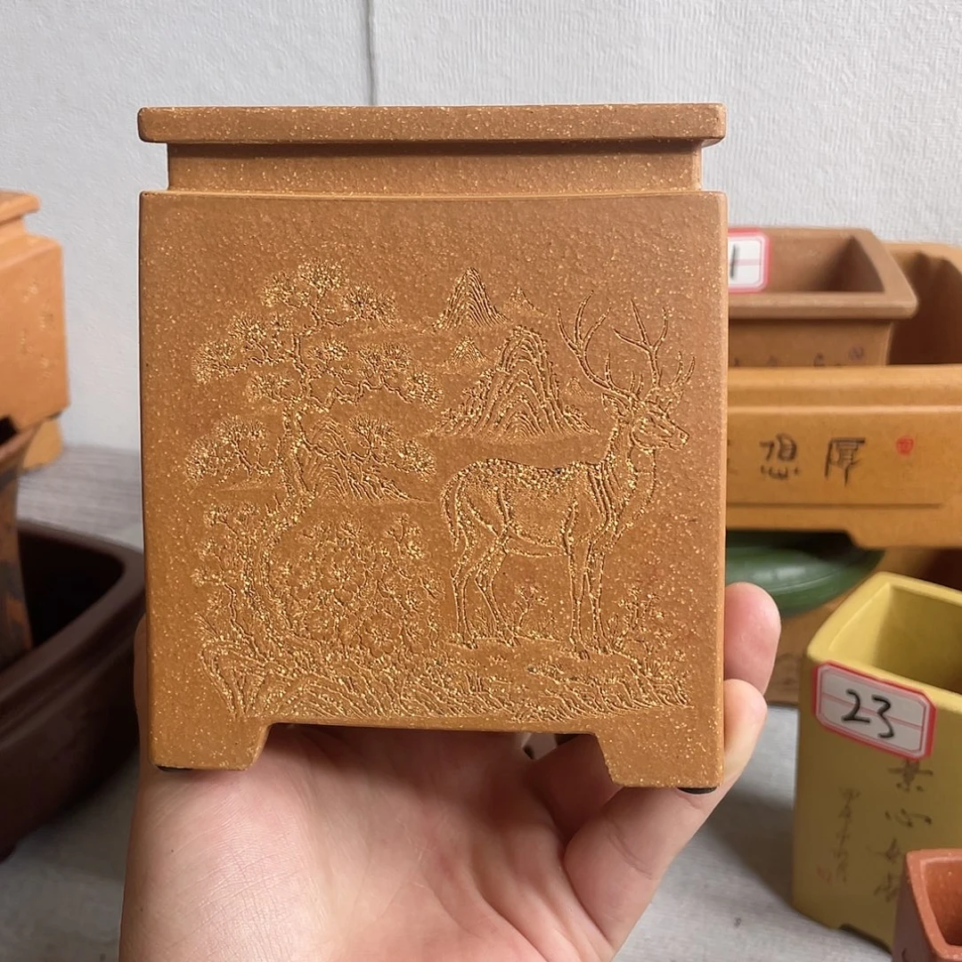 紫砂花盆宜兴精品紫砂四方8.5-10