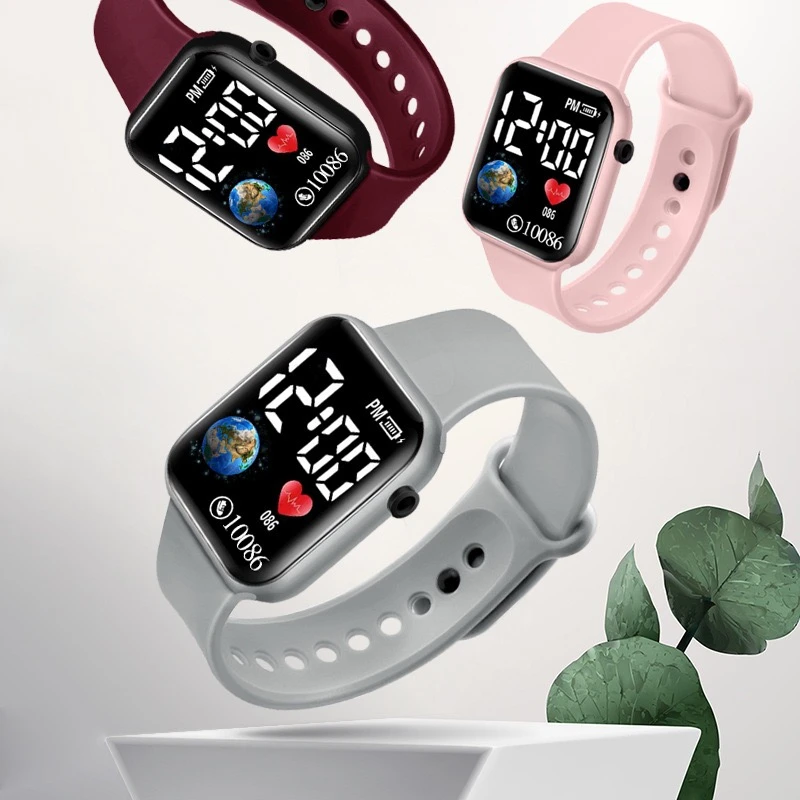 热销爱心款小方块情侣儿童手表运动LED电子手表学生电子表