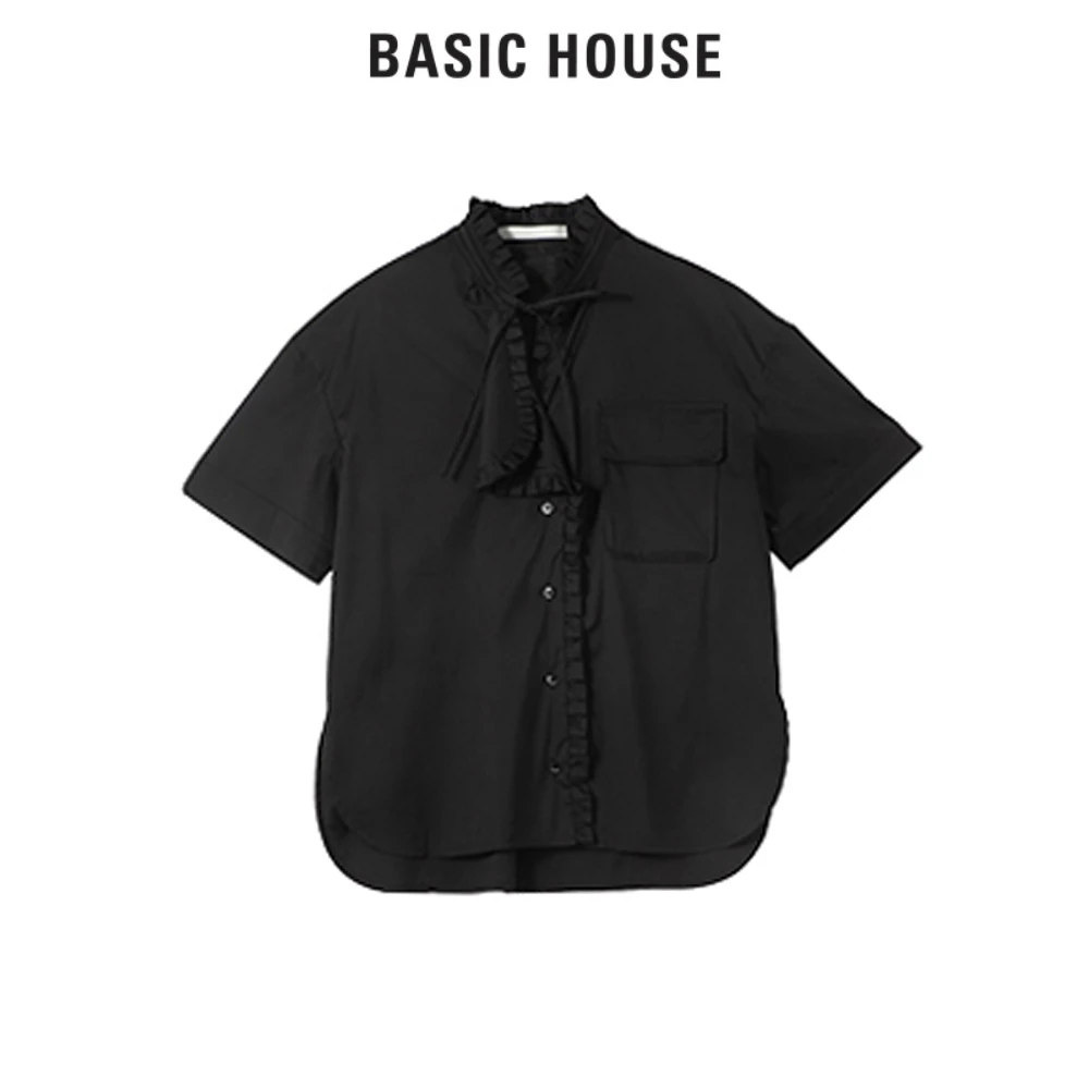 Basic House/百家好时尚夏百搭季女士休闲衬衫 BJ2043-HVWS321DBK