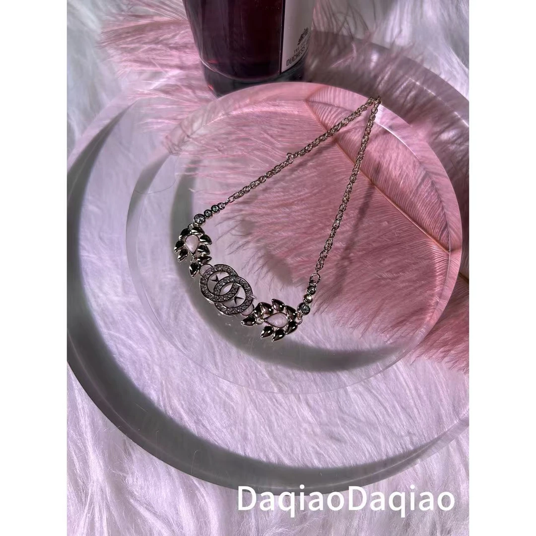 铜合金合成锆石项链 圆圈水滴点缀百搭项链简约00S174