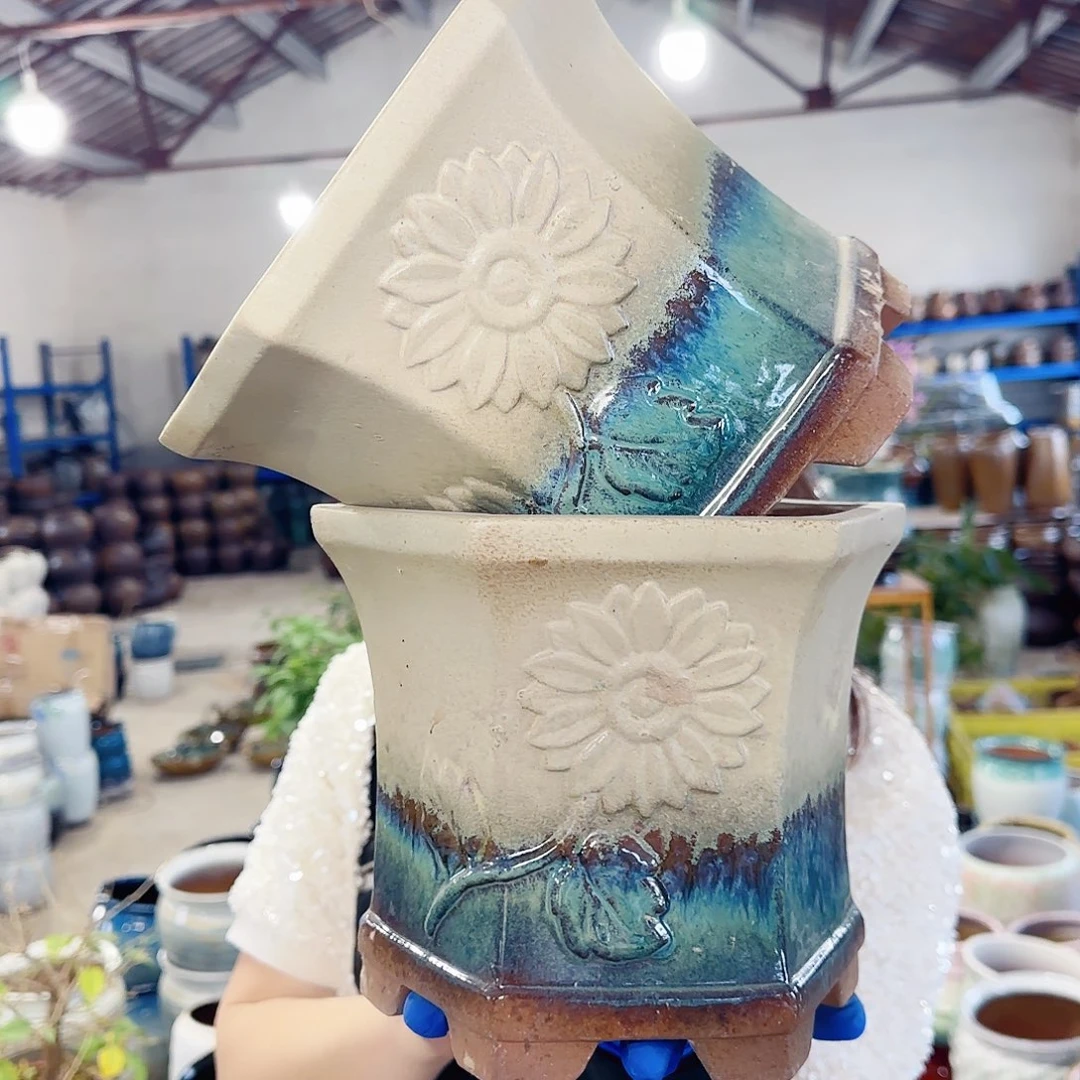 紫砂花盆高17口20