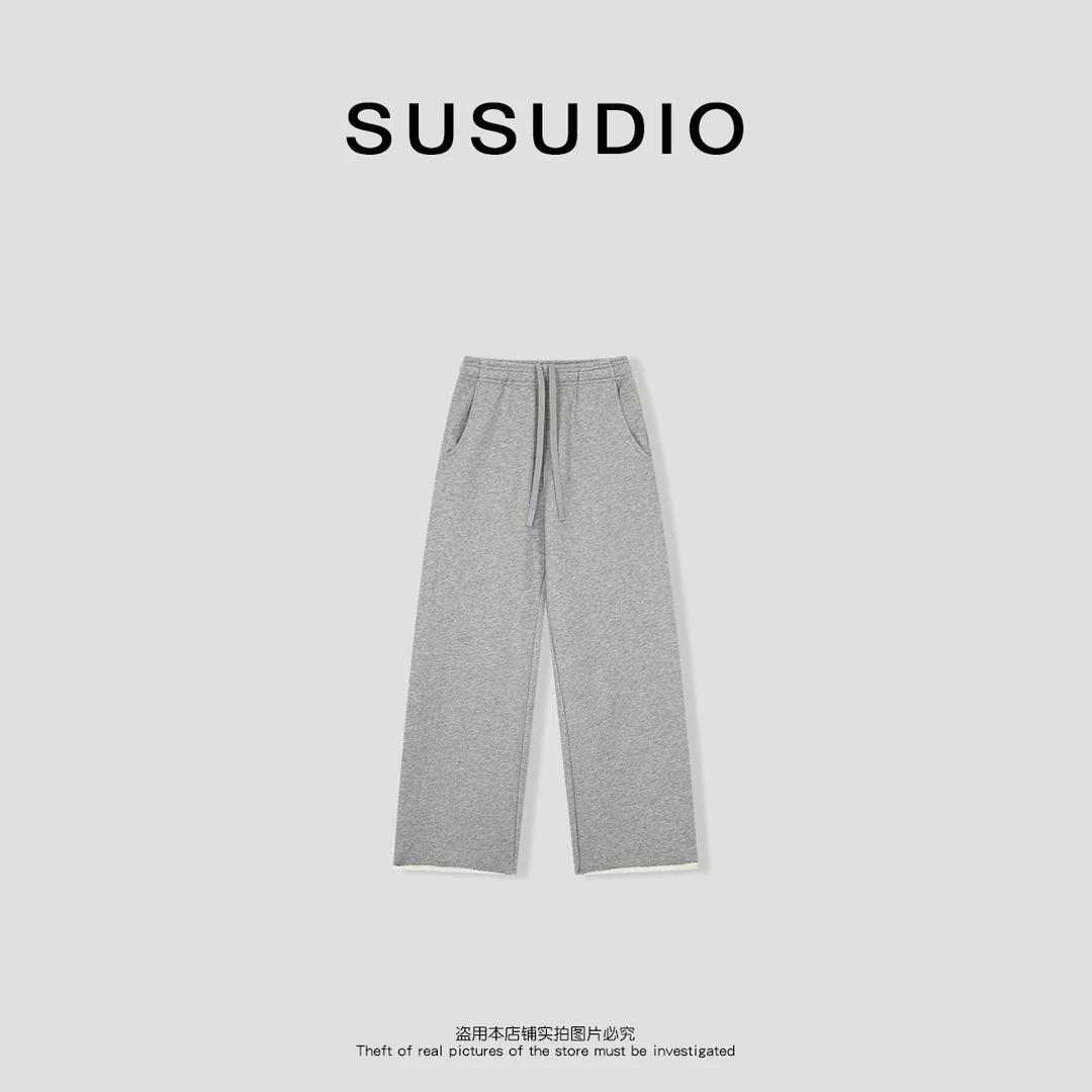 SUSUDIO③ 松弛感显瘦重磅棉质小卷边中腰九分休闲裤40231