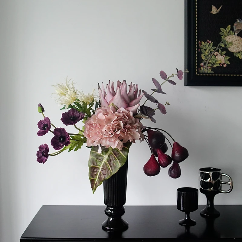 花屿|设计高端高级感仿真花艺餐桌逼真花中古风家居装饰摆件