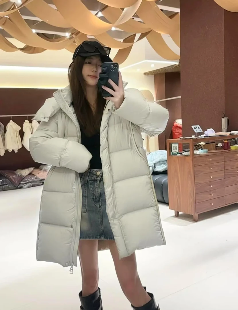 云朵泡芙羽绒服加厚连帽女中长款保暖时尚百搭