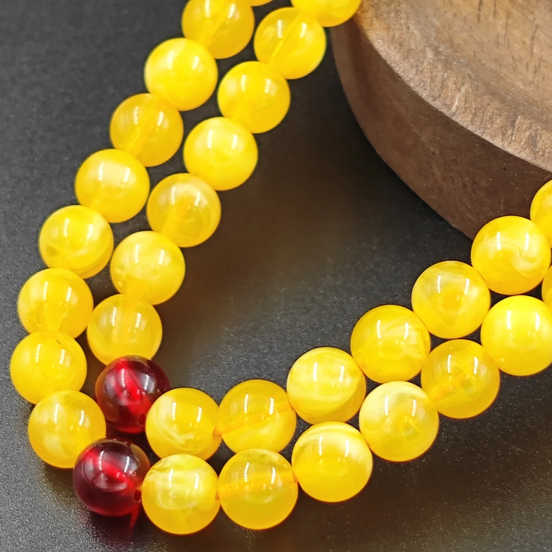 G252百搭经典时尚气质黄色树脂长款项链妈妈链