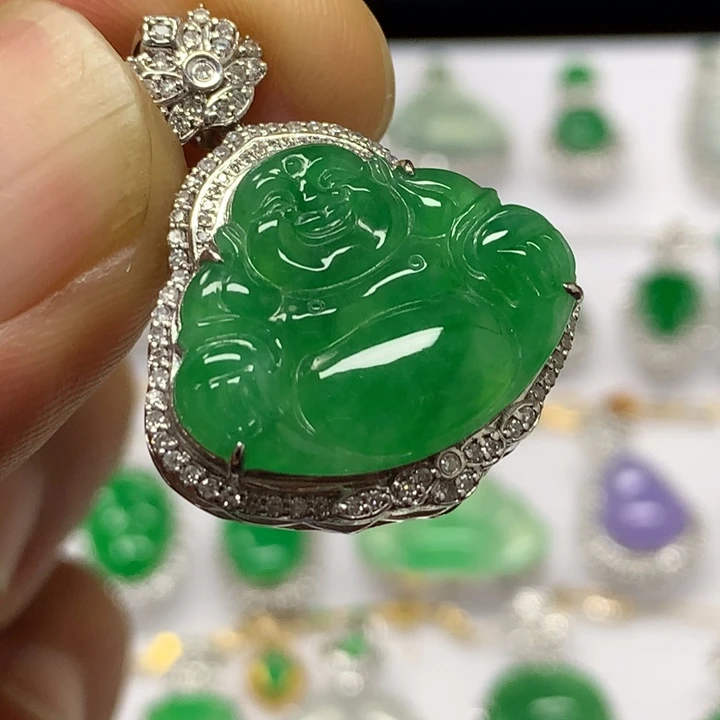 【闪购商品】翡翠18K金镶嵌颈饰吊坠