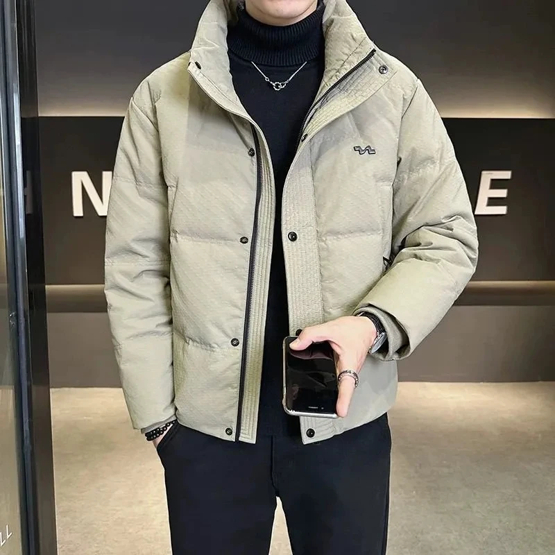 轻薄皮羽绒服男士冬季2025新款高端潮牌立领男装加厚保暖防寒外套