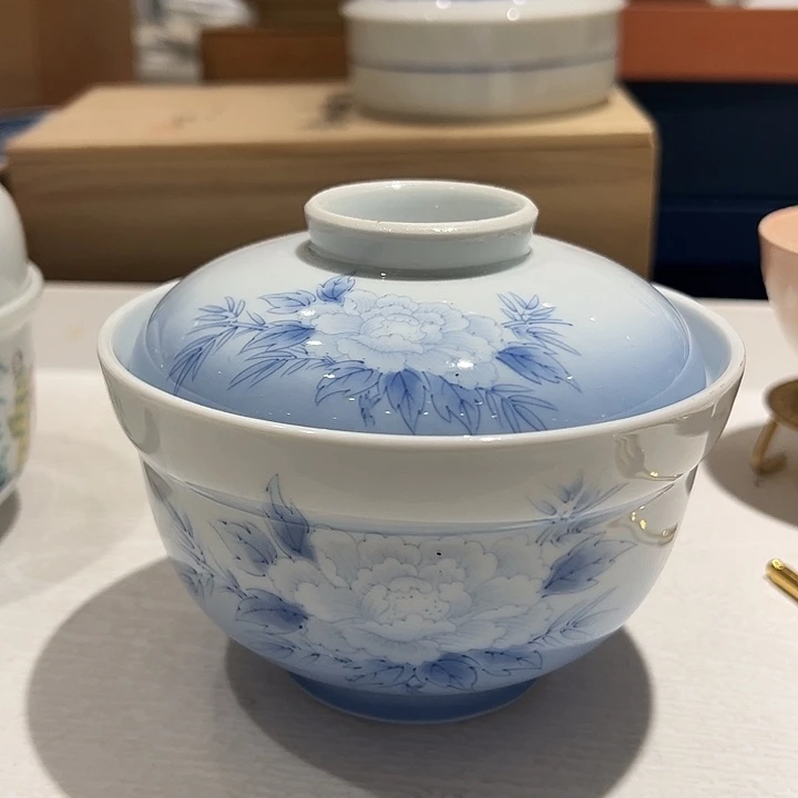 腾***琪瓷青花内外绘盖碗一个超润有调性