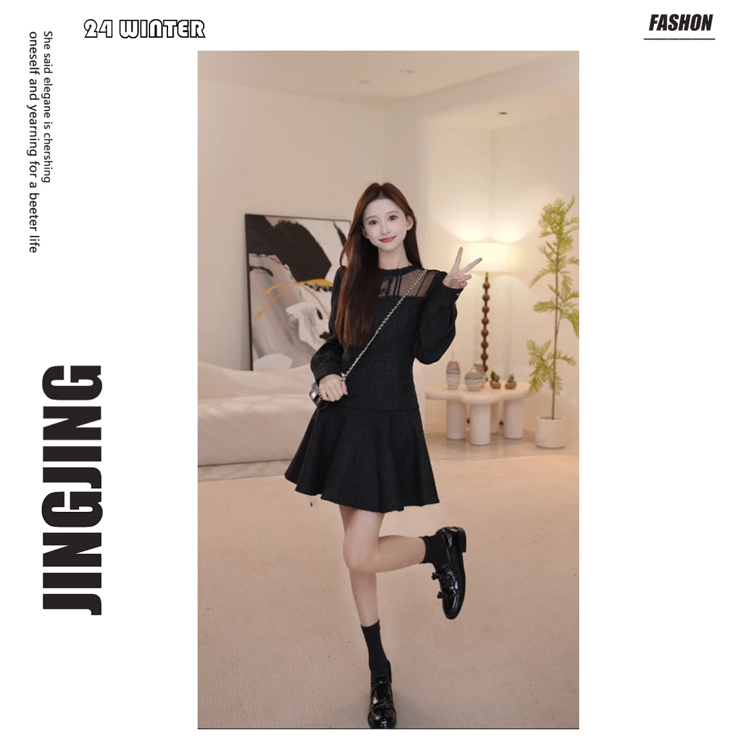 【婧婧】法式小个子赫本风时尚气质减龄显瘦连衣裙28D399