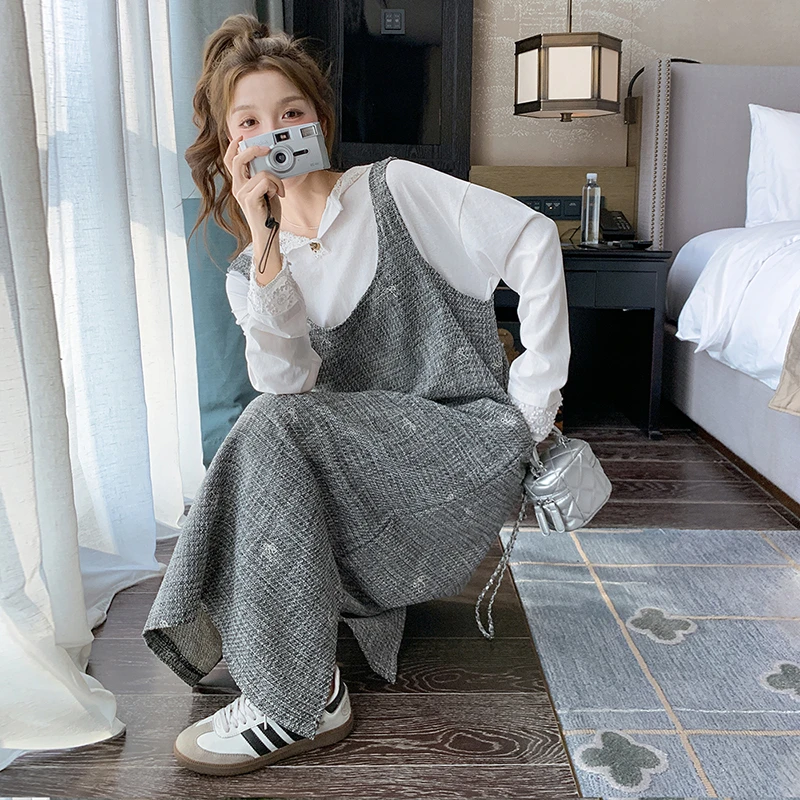 今年流行漂亮套装裙女2025年春秋新款超好看减龄背心连衣裙两件套