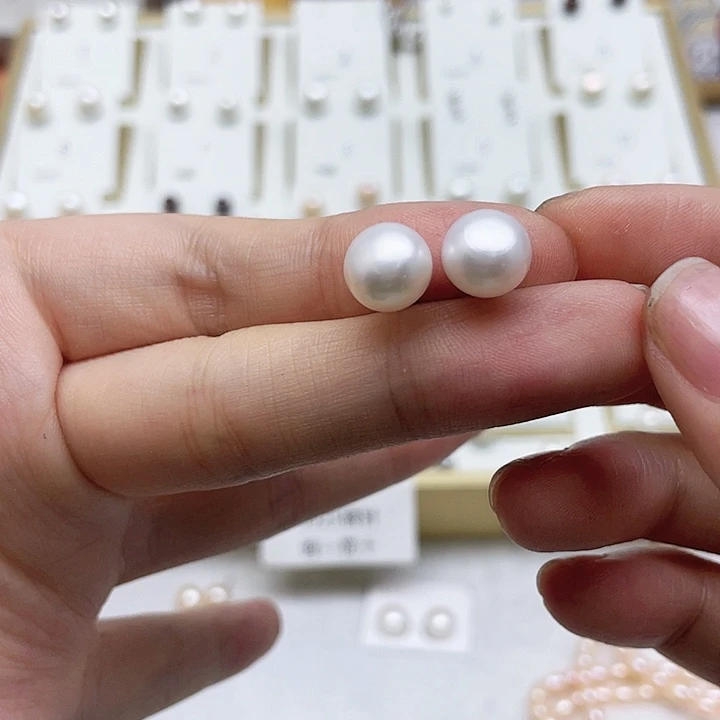 淡水珍珠耳饰银S925镶嵌李**呀