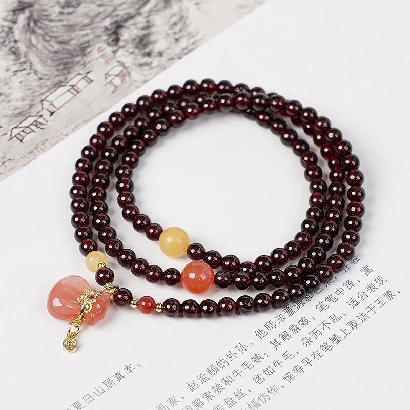 多圈石榴石红石榴南红盐源玛瑙福袋女手串手链多样性发一-9117