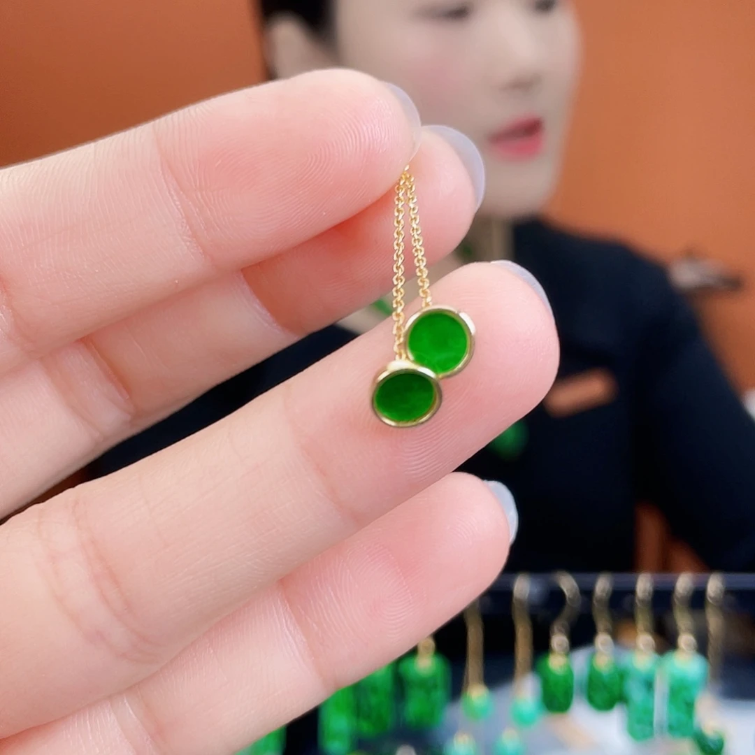 翡翠银S925镶嵌耳饰