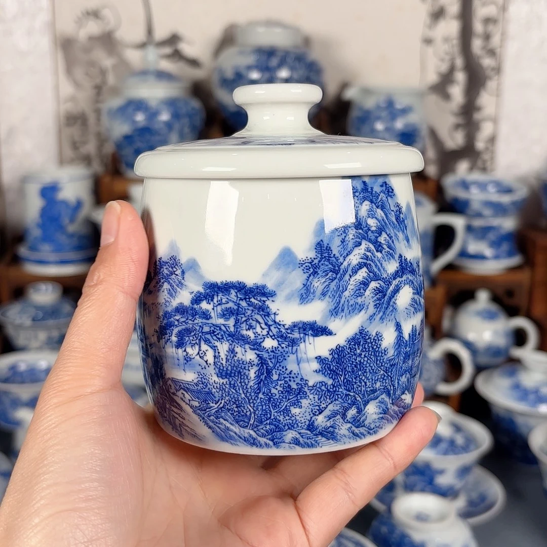 杯制**锤青花瓷器手绘作品杯