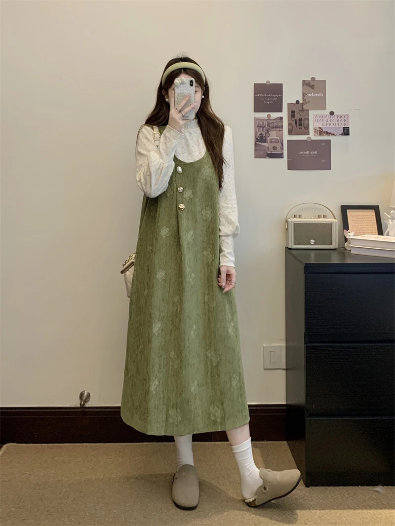 MO88ZSPF大码秋冬法式气质时尚小众设计感复古背心连衣裙洋气减龄