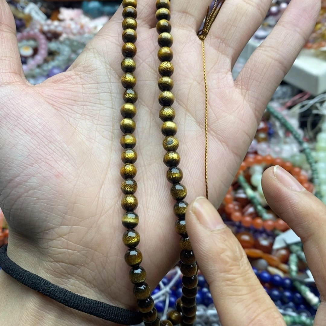 玛瑙/玉髓未镶嵌珠宝半成品一条天然6mm金柳圆珠