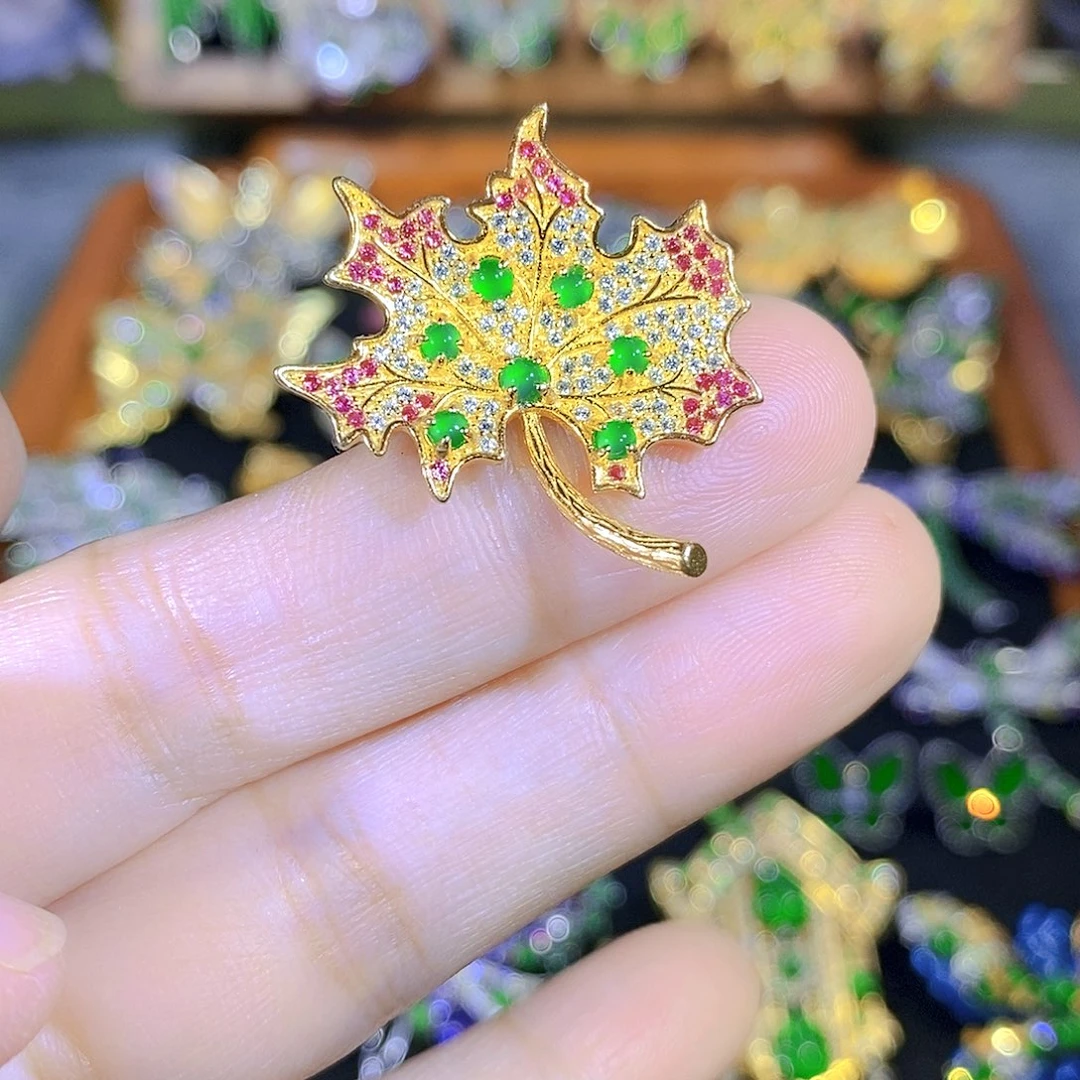 吊坠(不含链)银S925镶嵌翡翠