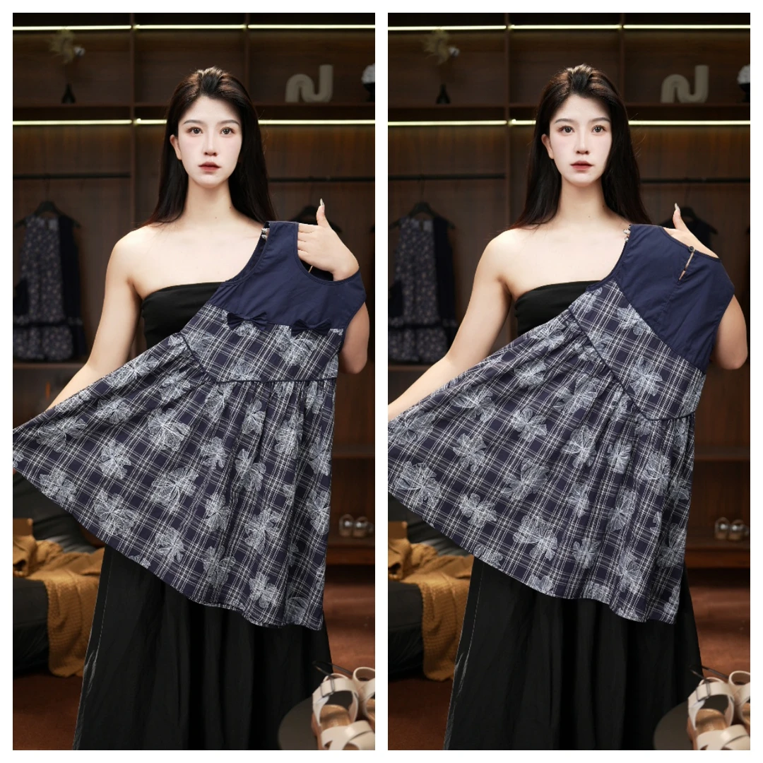 【兰格花影】刺绣无袖连衣裙气质女童荷花边冰感控温A子裙251509