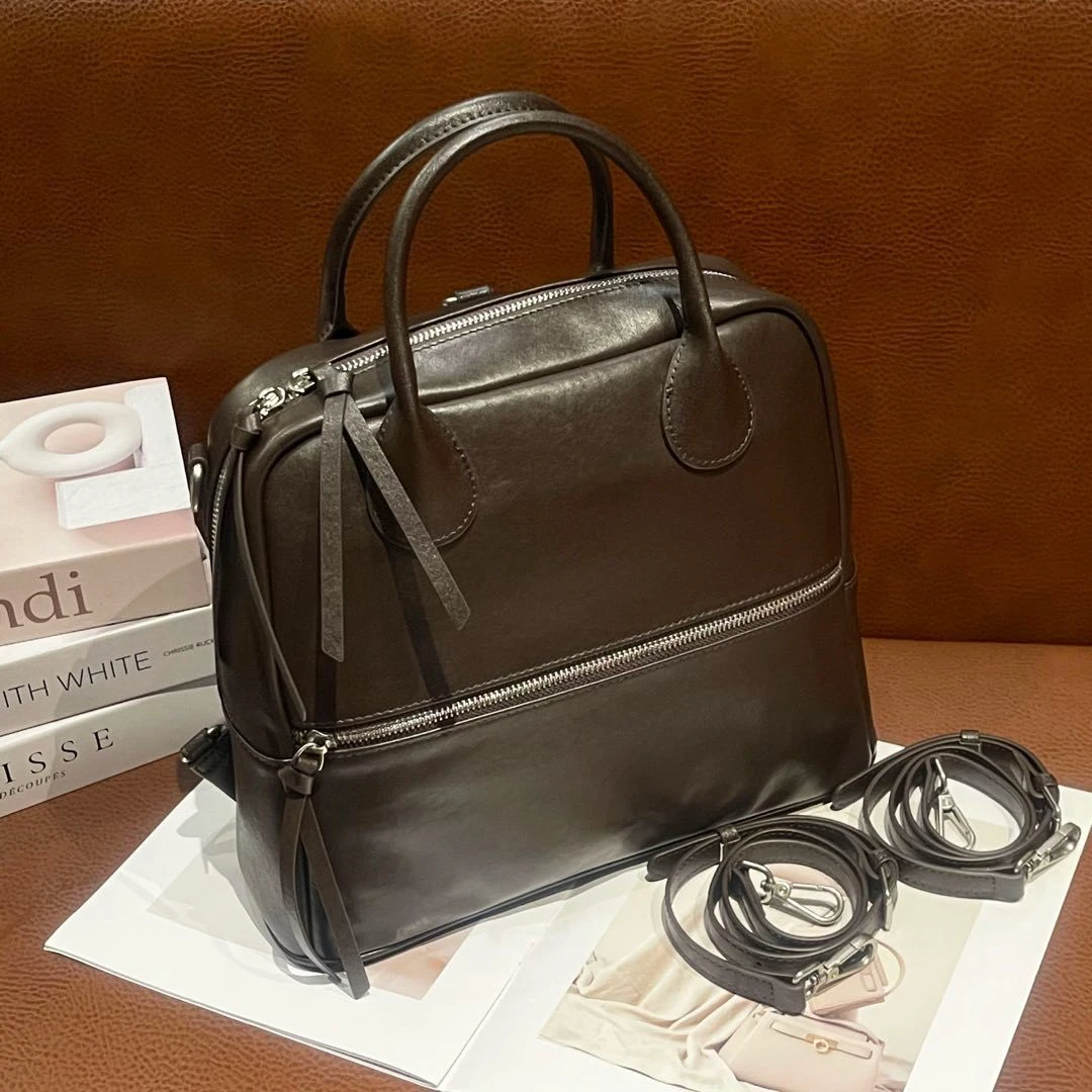 头层牛皮女包2025新款手提包包女真皮单肩斜挎包时尚小众软皮背包