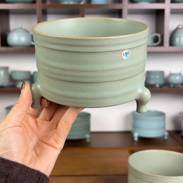 编号150柴窑中号弦纹樽不退不换