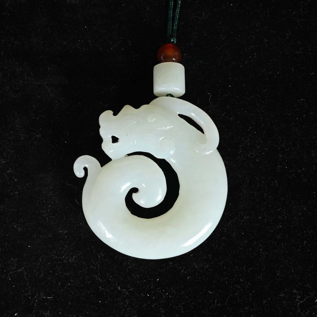 清代卷尾龙玉挂饰/CT.13535/集萃斋