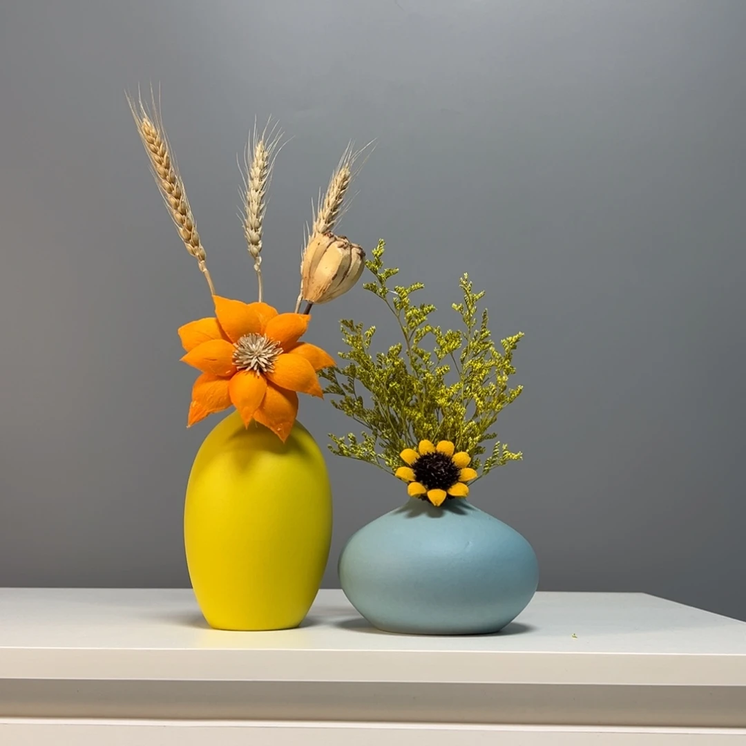 摆件景德镇手作陶瓷花瓶摆件无孔