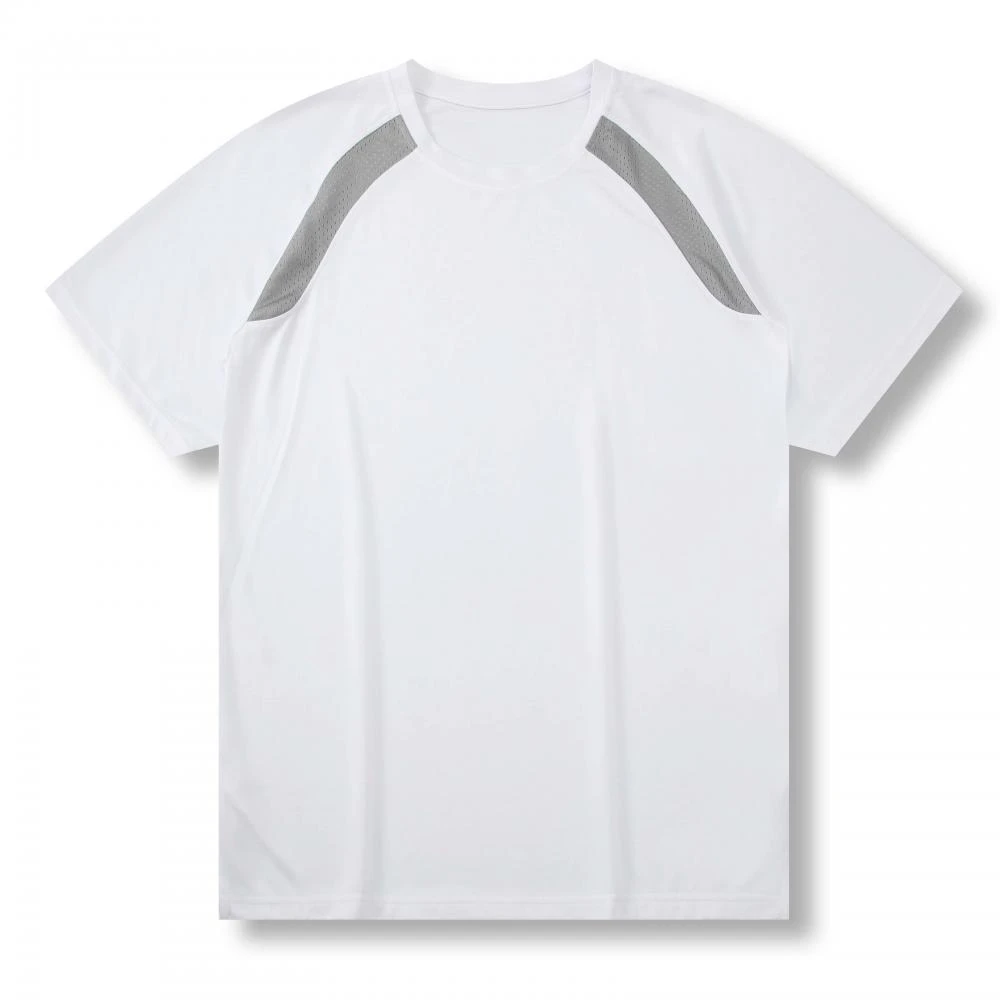 ▶速干#健身◀休闲训练服短袖T恤配色透气网孔美式衣角两侧开叉上衣