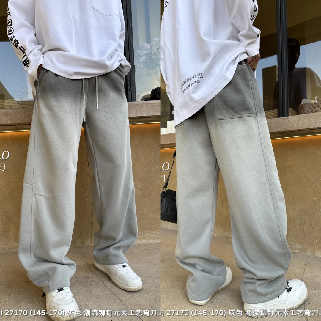 天衣角撞色渐变潮长裤27170 大童运动休闲裤春季秋季纯色裤子港风