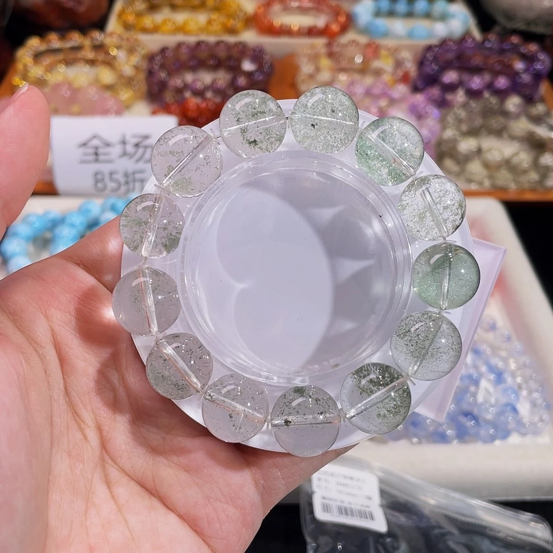 水晶未镶嵌手链星沙绿幽灵14.5
