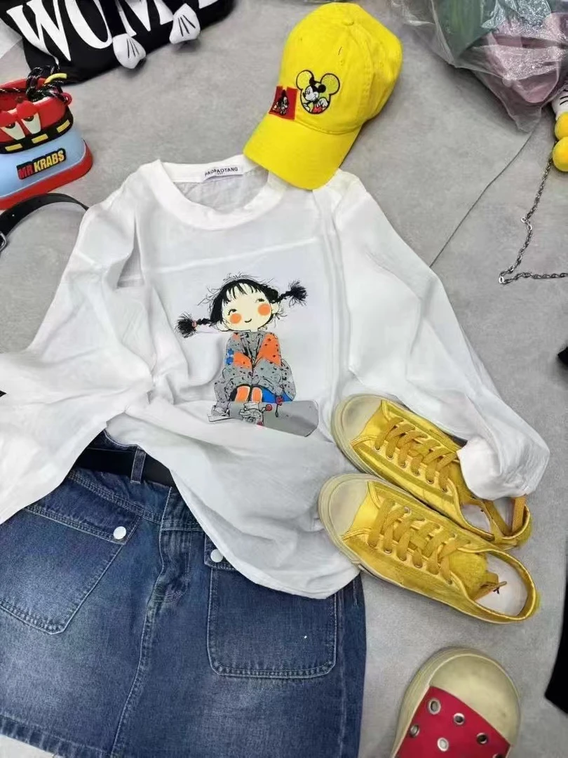 欧货卡通女孩防晒T恤
