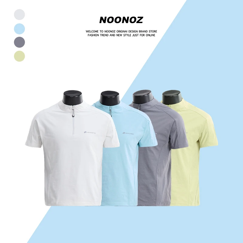 NOONOZ轻薄透气速干拉链短袖T恤男女户外骑行服跑步训练显瘦上衣