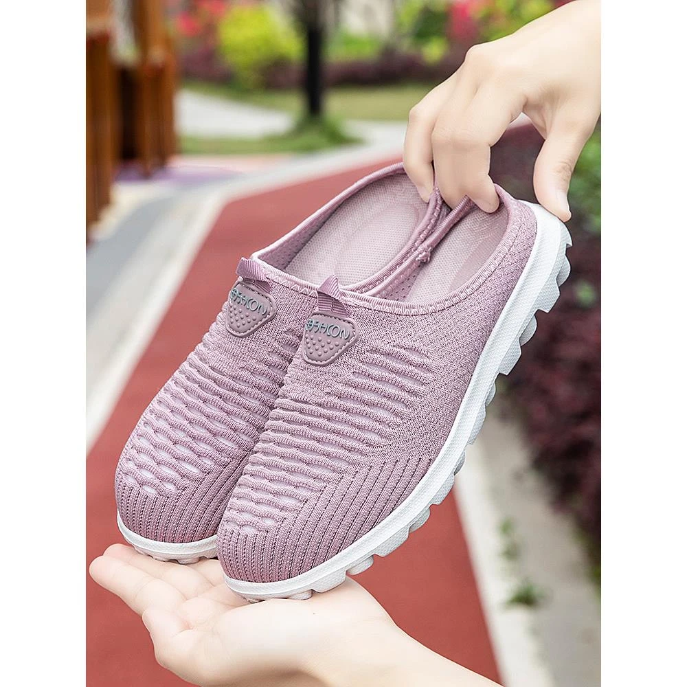 足力健运动鞋老人防滑拖鞋女款大码41-43外穿中老年爸妈包头半拖