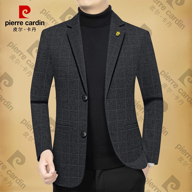 皮尔卡丹男士新款高档商务休闲西服春秋季男装外套英伦高档轻奢潮
