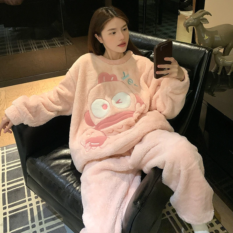 2025新款女童睡衣冬珊瑚绒15加绒加厚卡通12大童高初中生13岁女孩