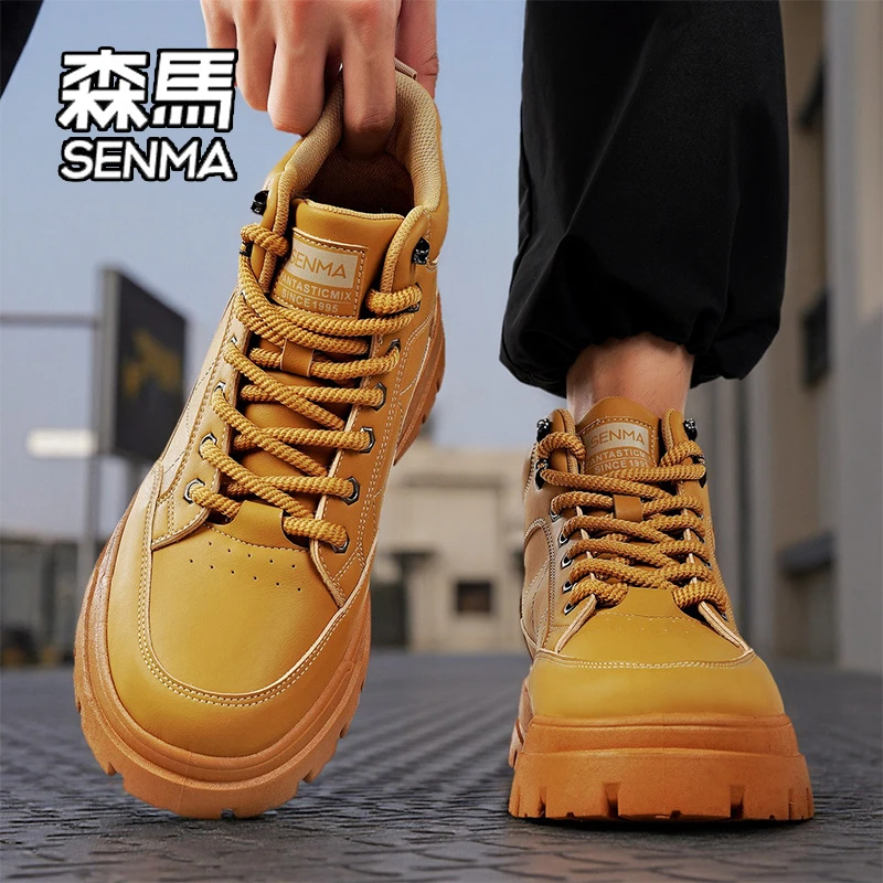 SENMA/森马男鞋2025秋季新款厚底高帮户外休闲马丁靴百搭工装短靴